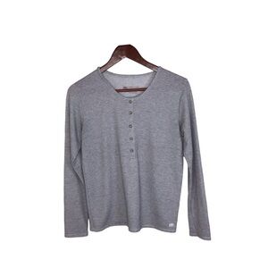 Albion Fit Grey Micro Stripe Henley Size Small.